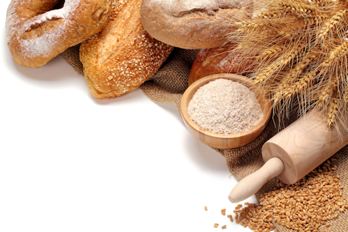Decorative image of bread and grain