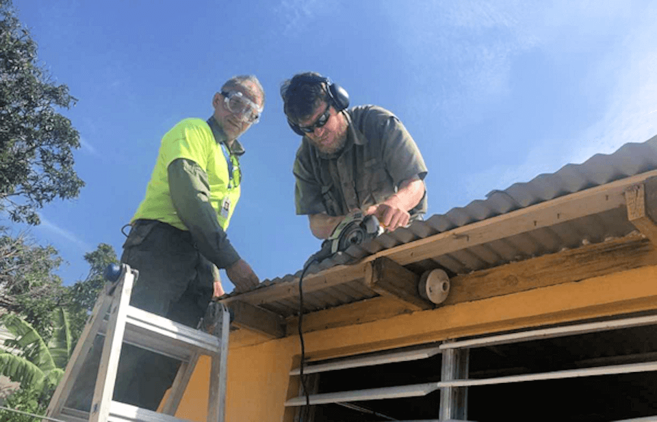 Myron working on roof in Puerto Rico.