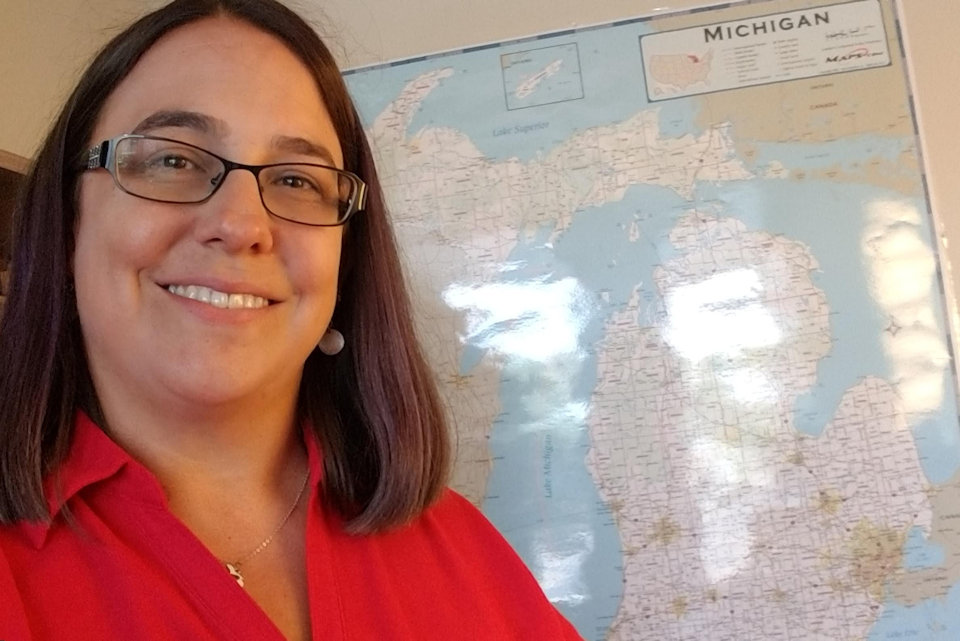 Laura Witkowski and map of Michigan