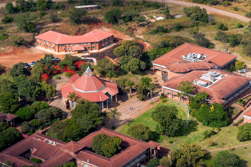 Aerial view of Africa University central campus