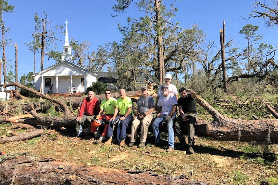 Early Response Team members rest from work in Georgia after Hurricane Michael.