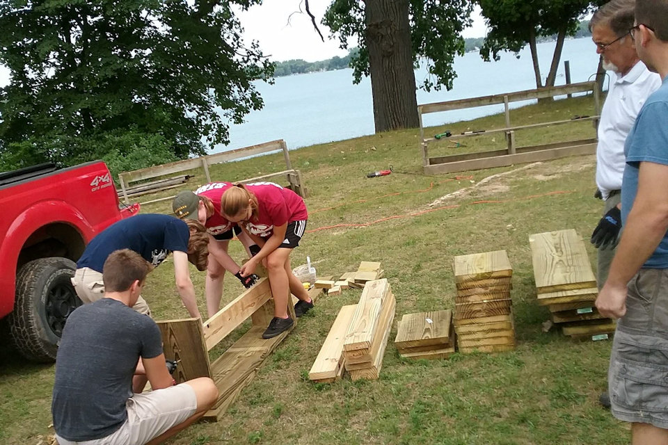 Building the firebowl at Judson Collins Center