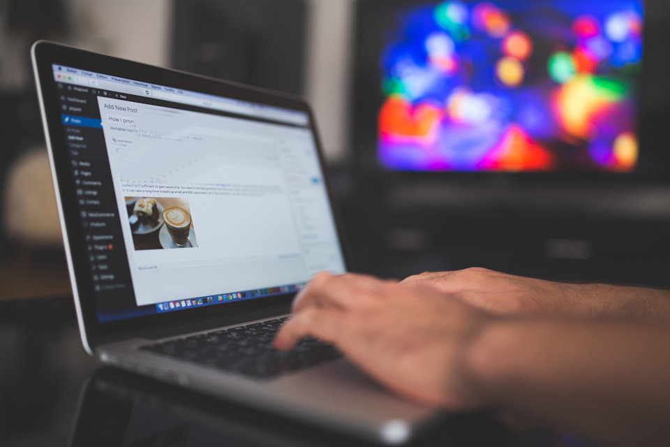 Laptop and hands