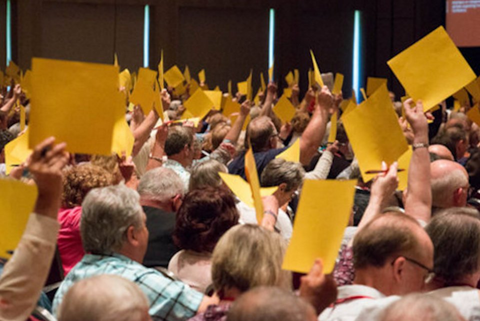 People voting at Annual Conference