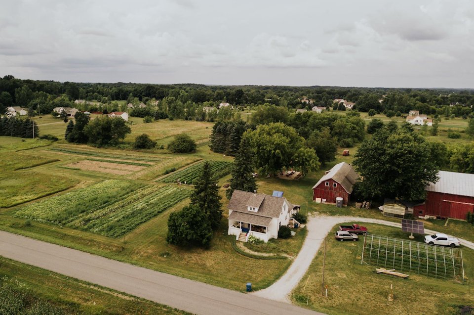 Aerial view of Plainsong Farm