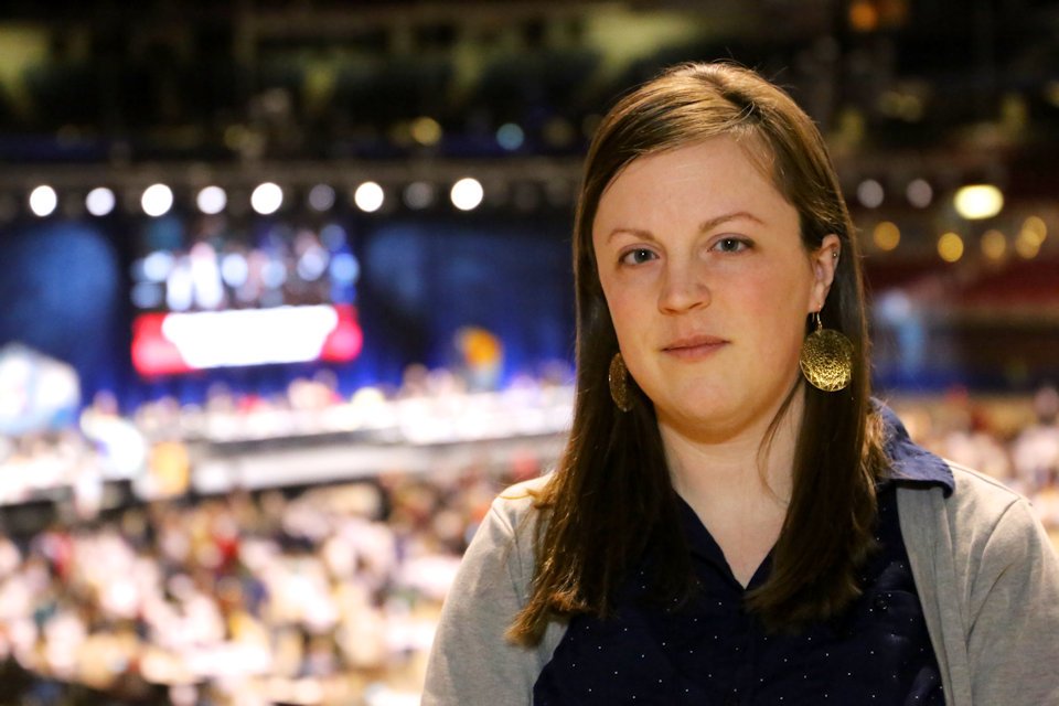 Megan Walther on the concourse in The Dome in St. Louis