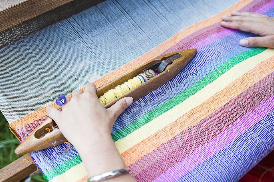 Loom with colorful threads