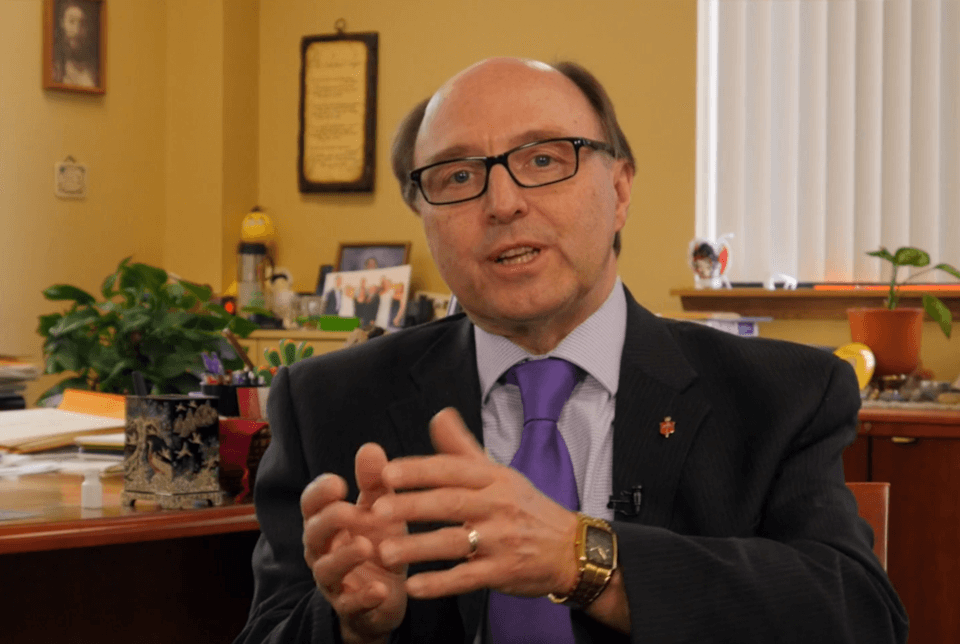 Bishop Bard speaks from his office in Lansing