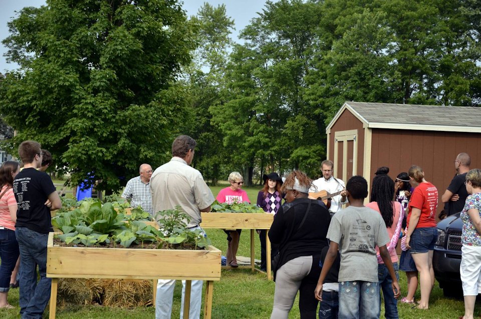 Neighbors in the community garden