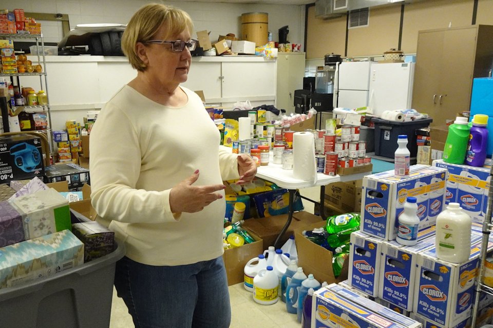 Woman in food assistance pantry