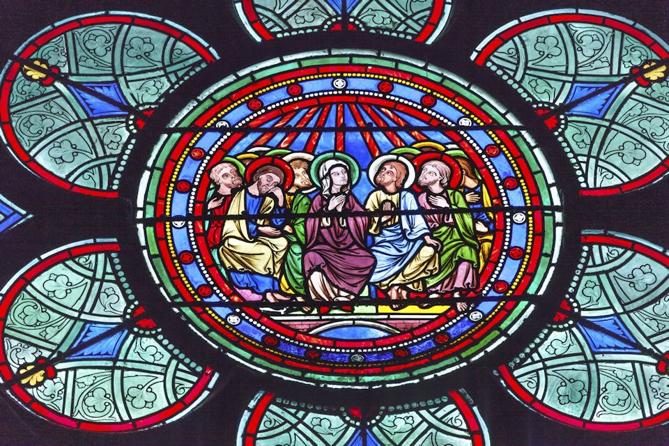 Stained glass window from Notre Dame Cathedral, Paris.