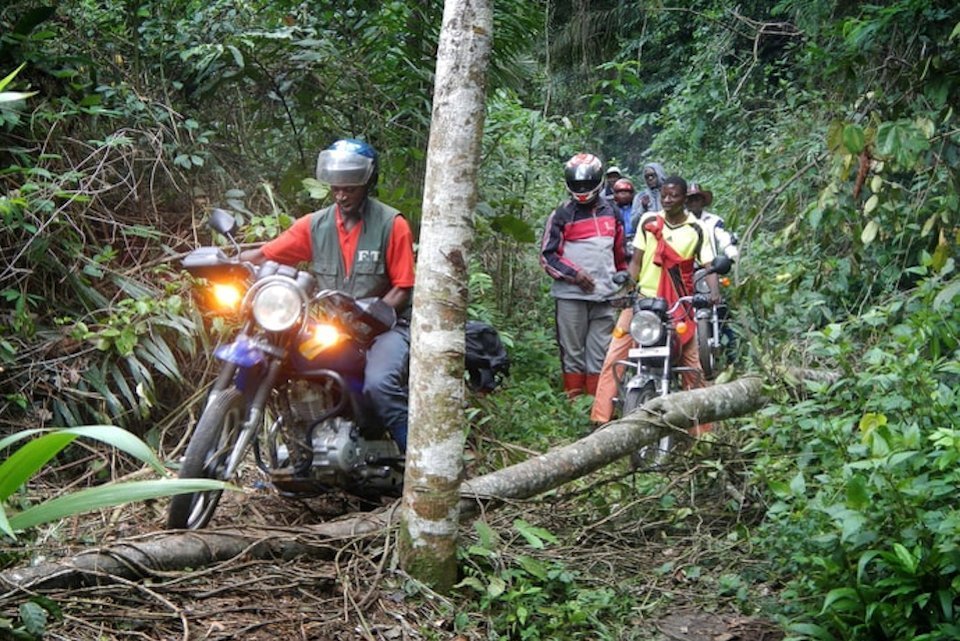 Congo delegates on motorcycles