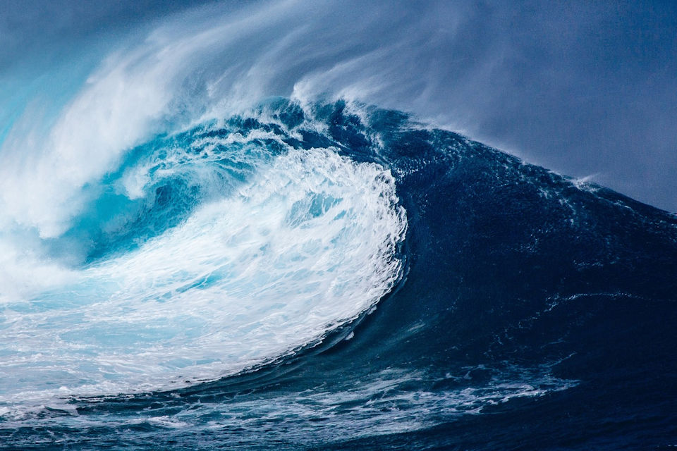 During a hurricane the surf's up.