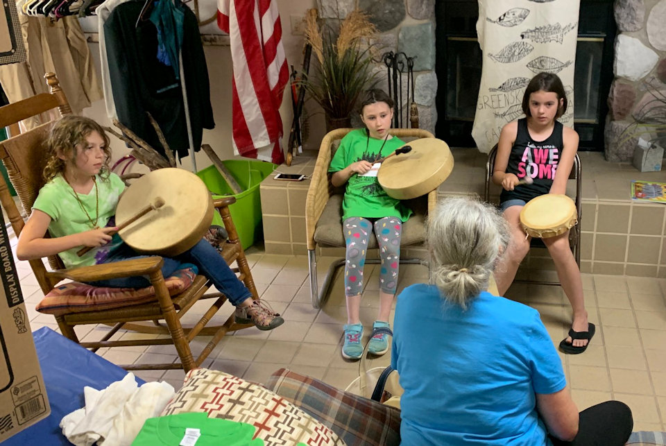 Heritage Camp practices drumming