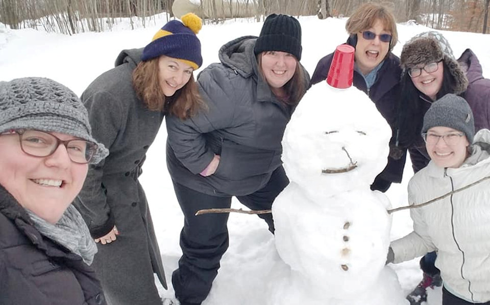 Women with snowman