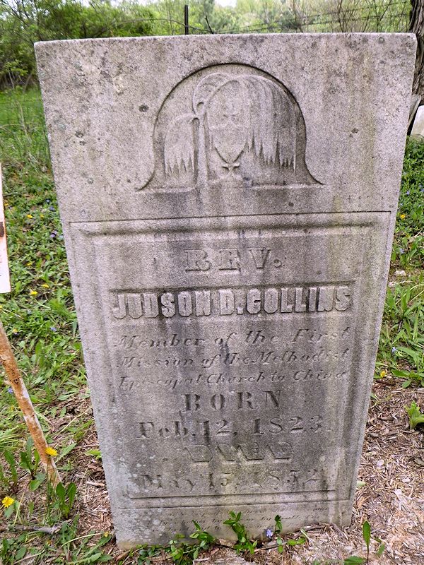 Tombstone of missionary to China, Judson Collins