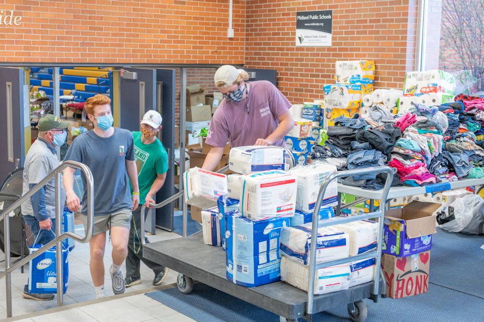 Supplies for those affected by flood water