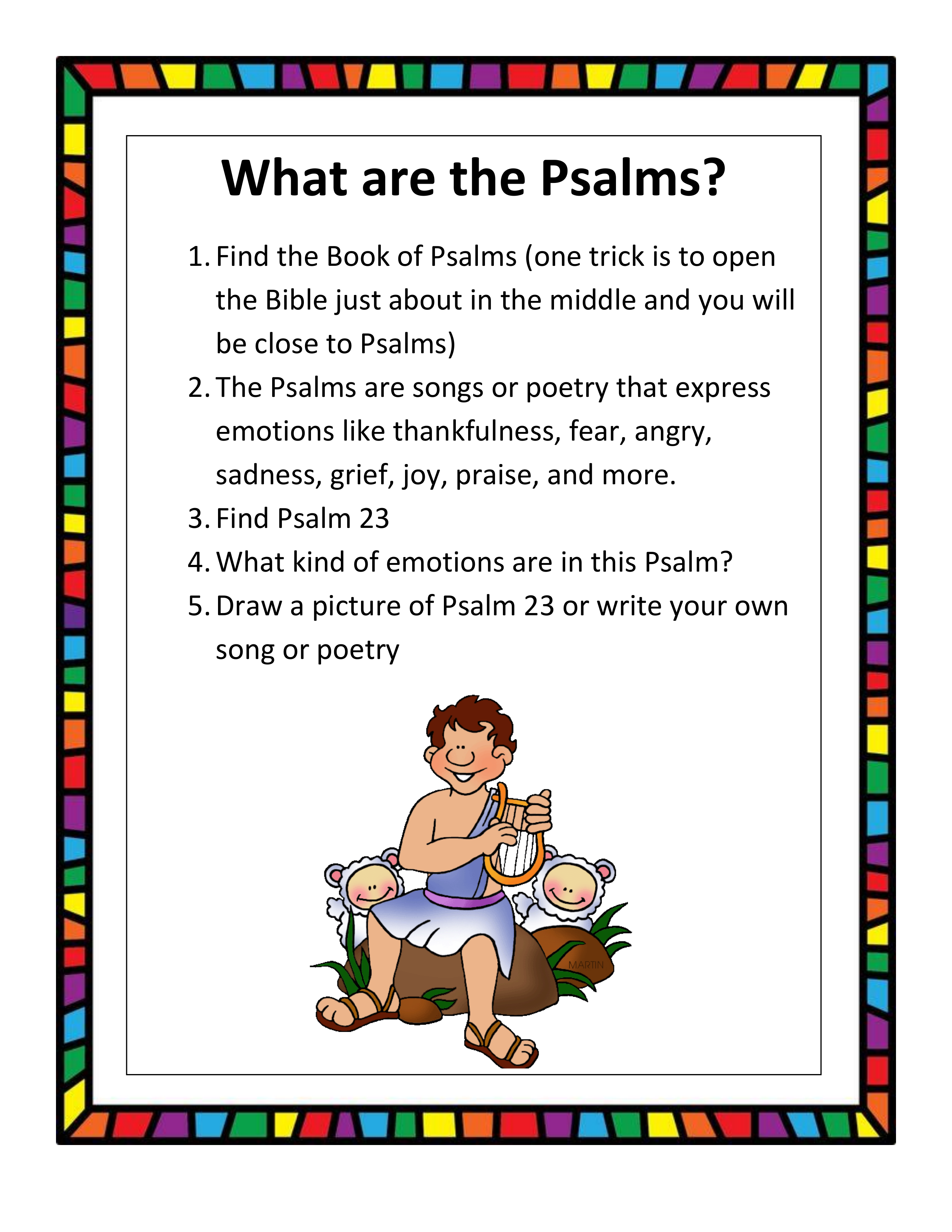 Information sheet to learn about the Psalms