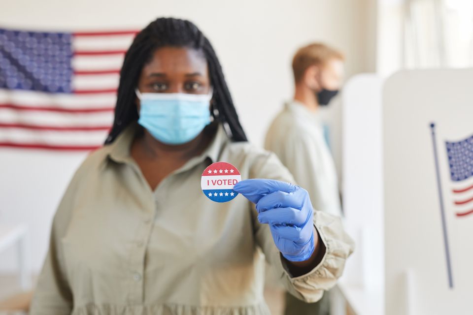 Voters at polling place