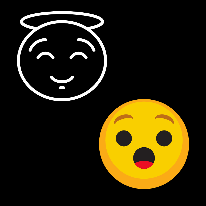 angel and surprise emoji