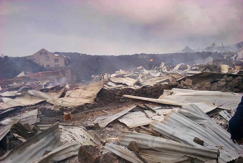 Volcano damage to United Methodist Church