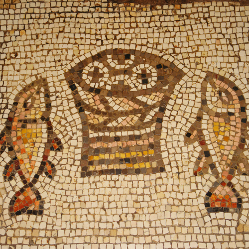 mosaic fish and bread