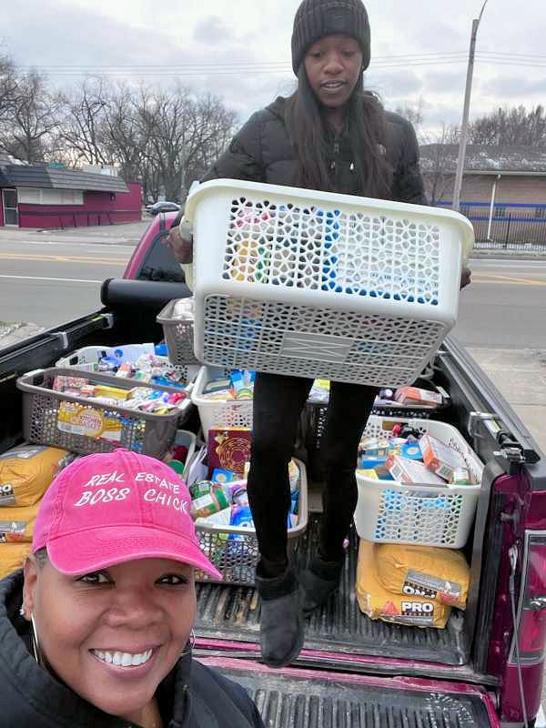 Food give away to disaster survivors