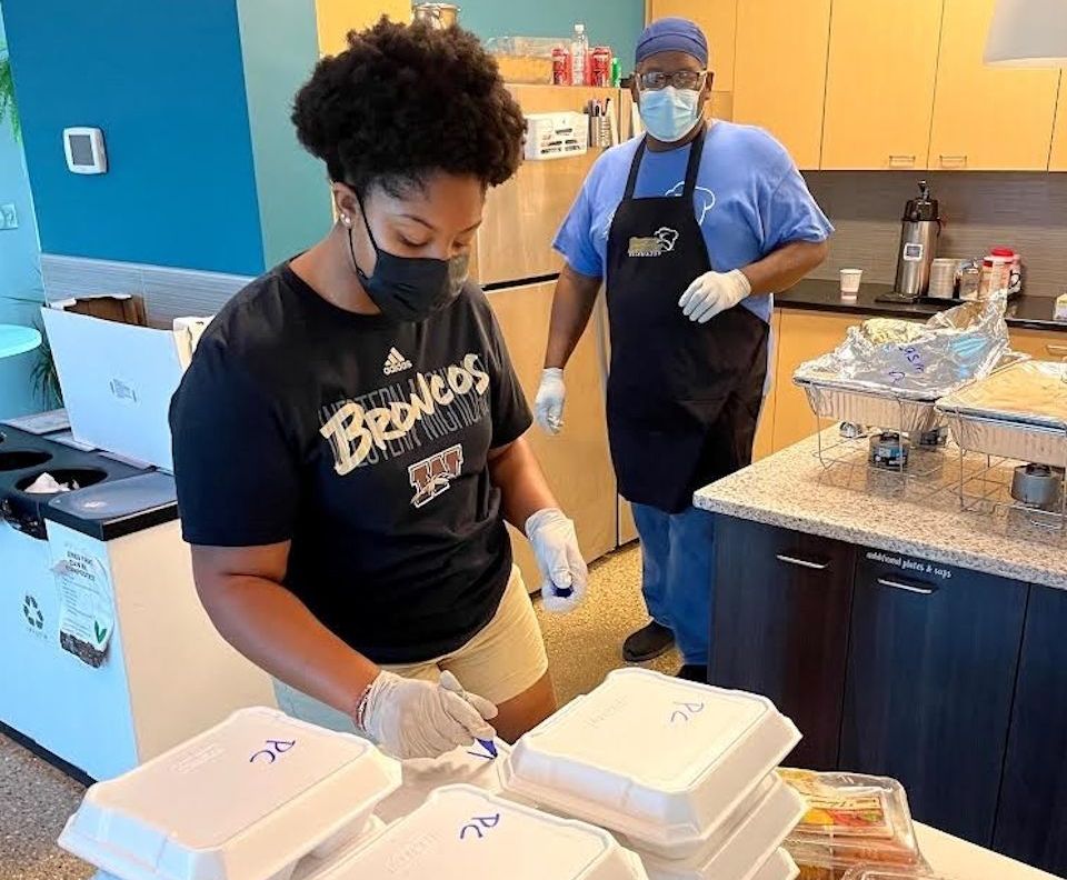 Working in the kitchen at Kalamazoo Wesley