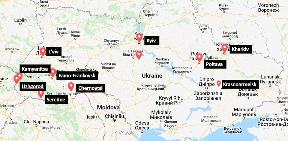 Location of UMCs in Ukraine