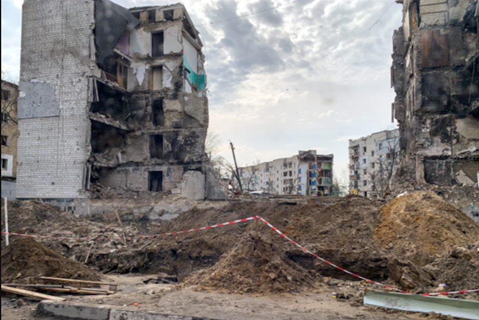 Bombed out city in Ukraine