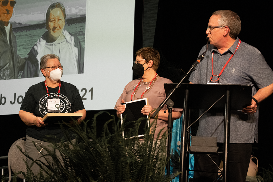 Deb Johnson receives the 2021 Francis Asbury Award.