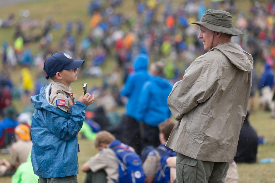 Boy scout and leader during the National Scout Jamboree.