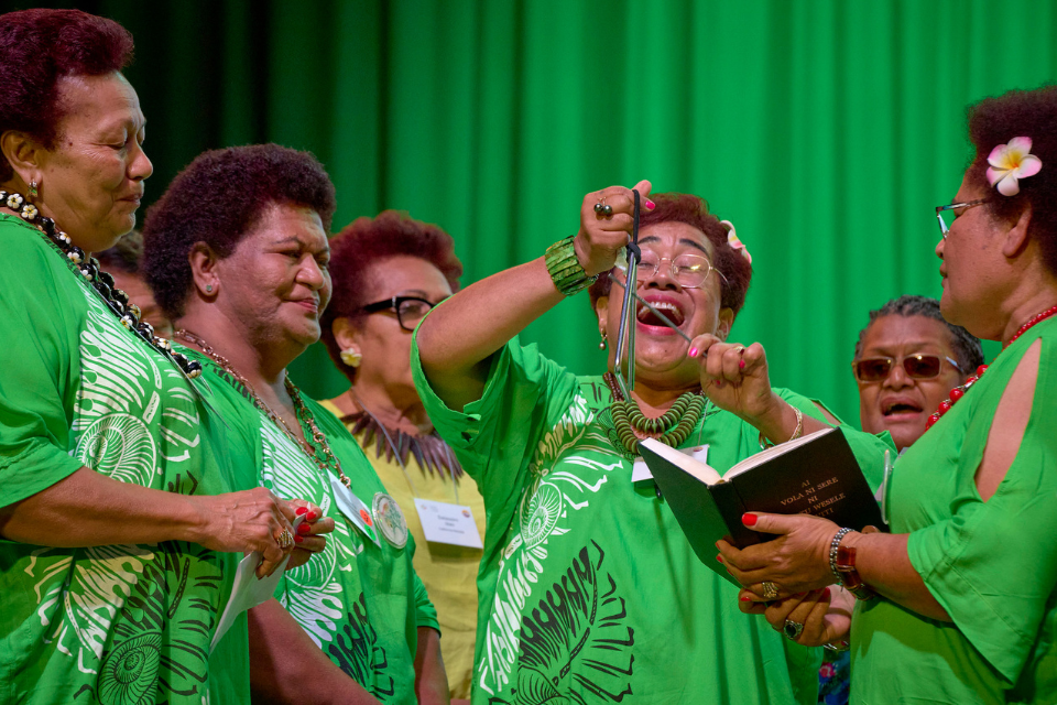Women's choir from Fiji sing during Assembly 2022.