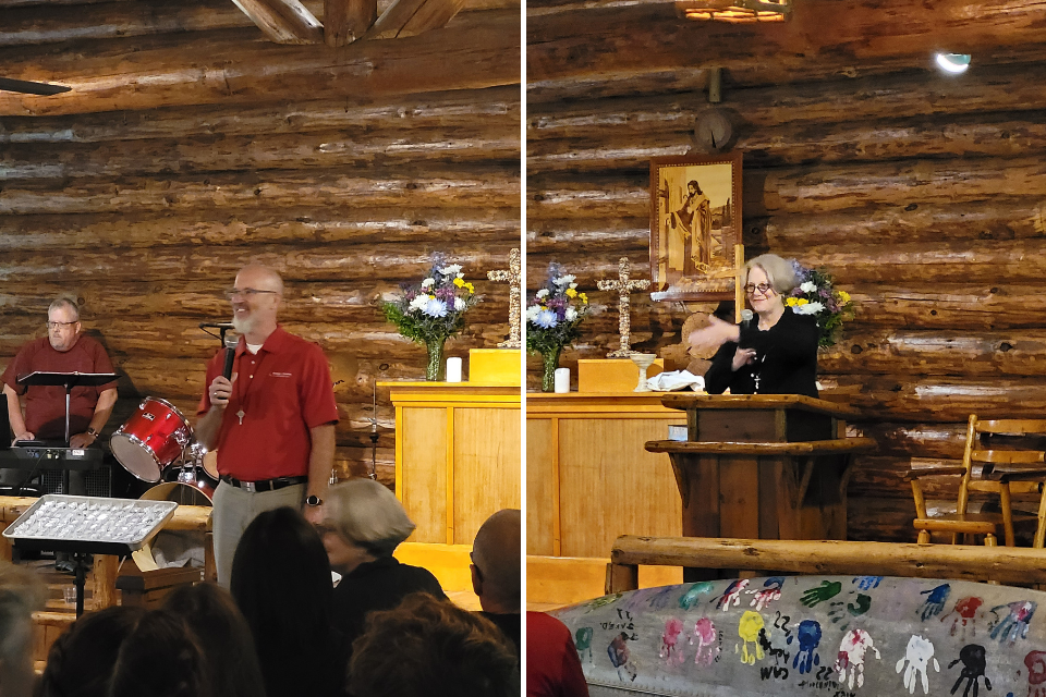 Preaching at a worship service