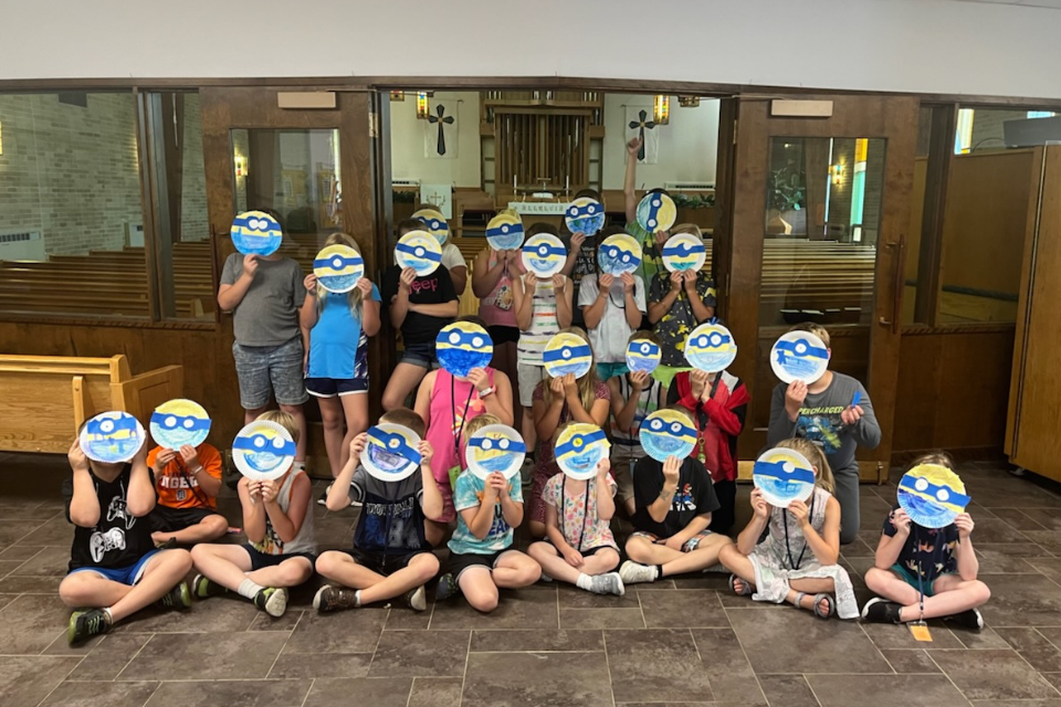 Kids with Minions masks