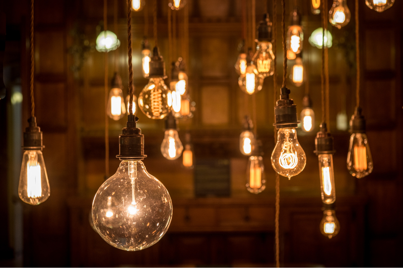 hanging lightbulbs