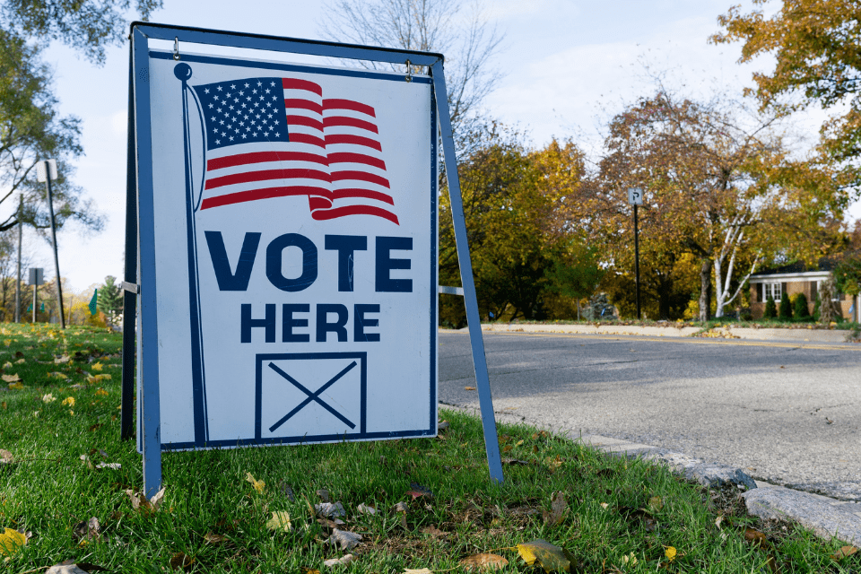 Vote here sign