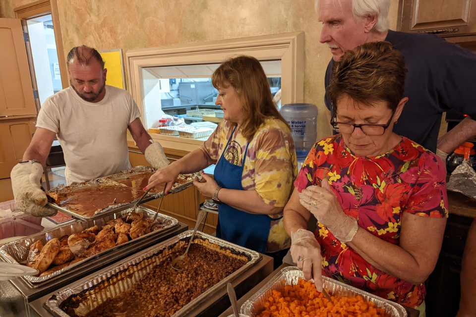 Serving food at a church ministry