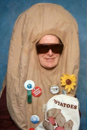 Bud Curtis dressed up in a potato outfit