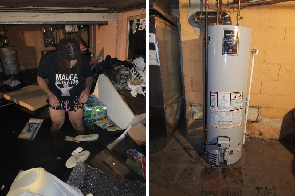 Flood damage and replaced water heater