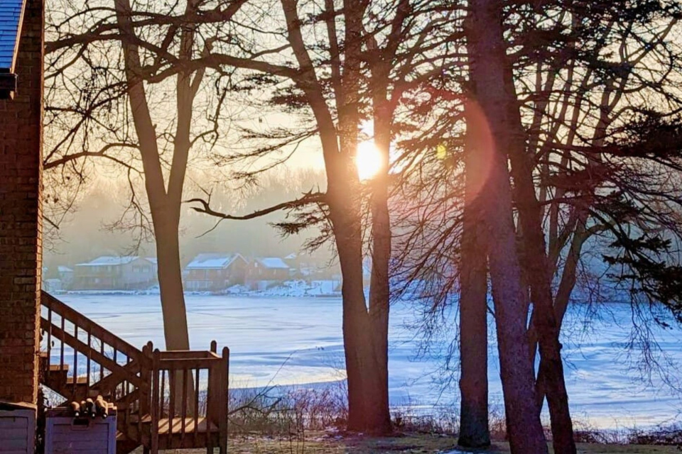 Winter morning beside a lake