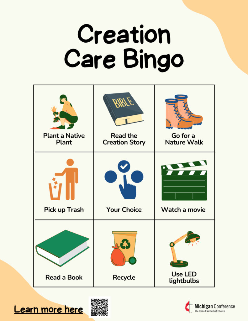 Creation Care Bingo creation care bingo with 9 images of different ideas for earth day