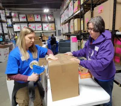 Packing boxes for relief