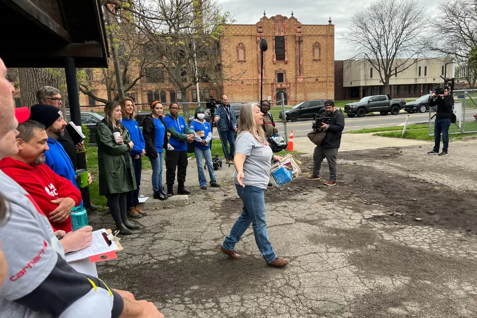 Disaster cleanup volunteers prepare for work