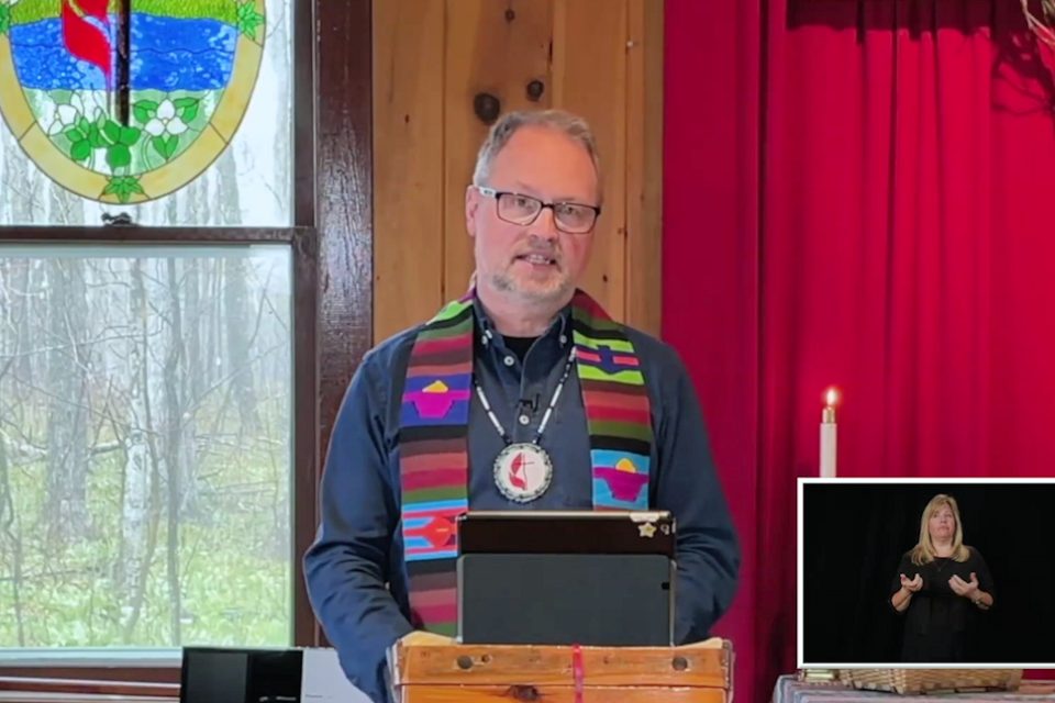 Pastor preaching via virtual worship