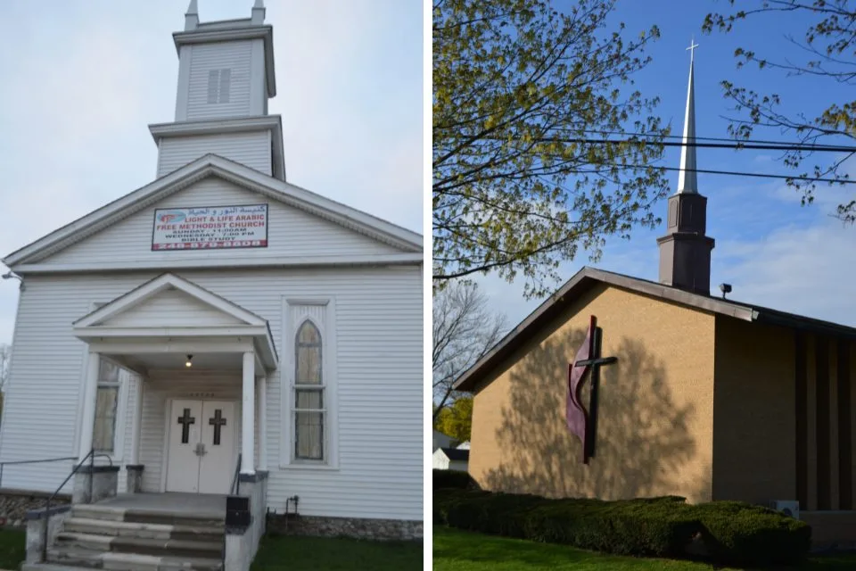 Old church and new church