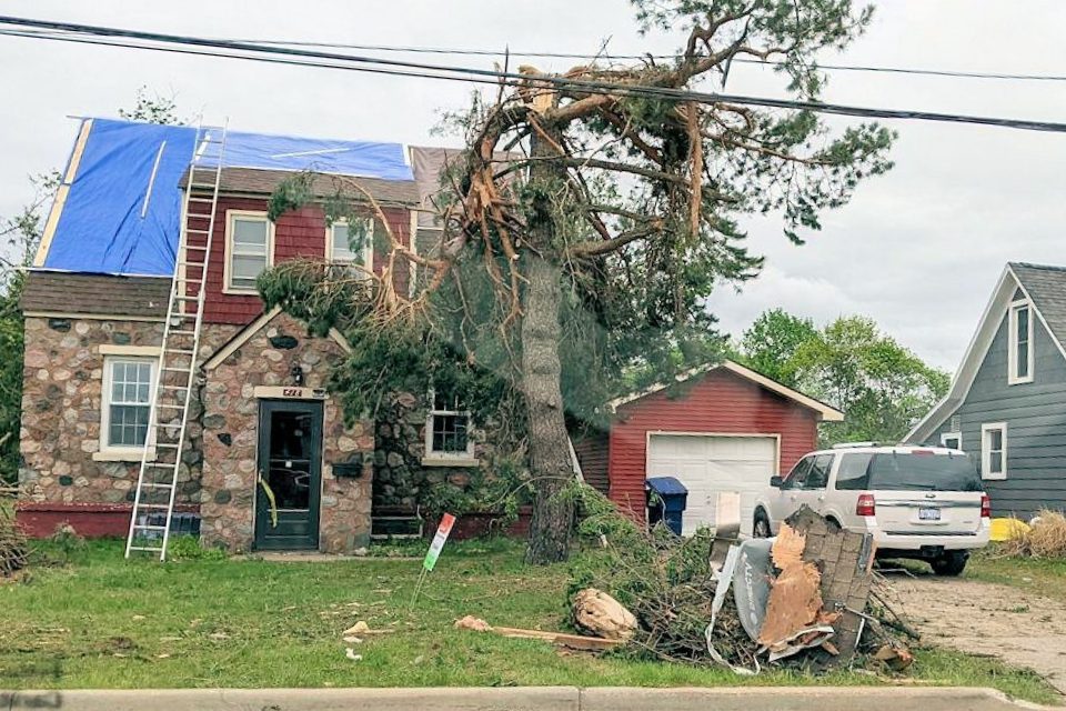 Damage from tornado