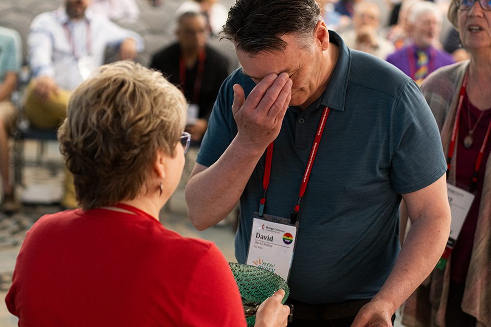 Man remembering his baptism