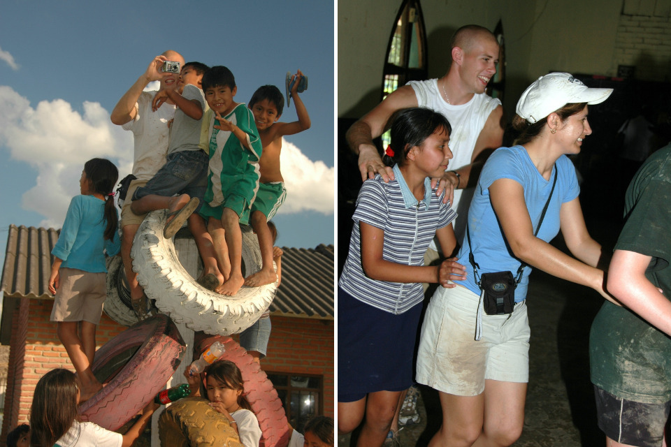 Youth serving on a mission journey to Bolivia in 2006.
