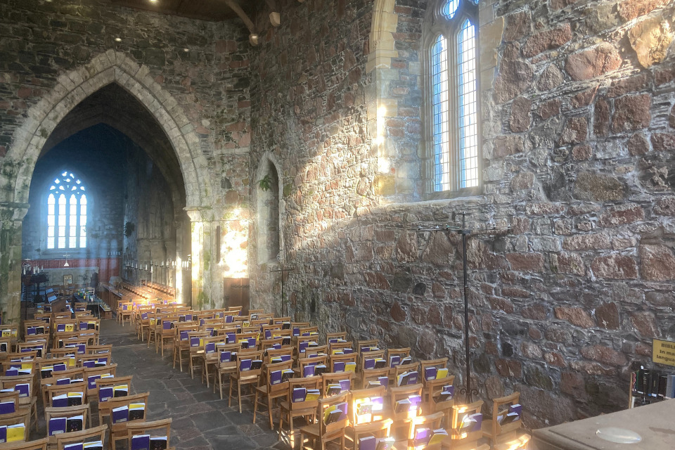 Inside the Iona Abbey church